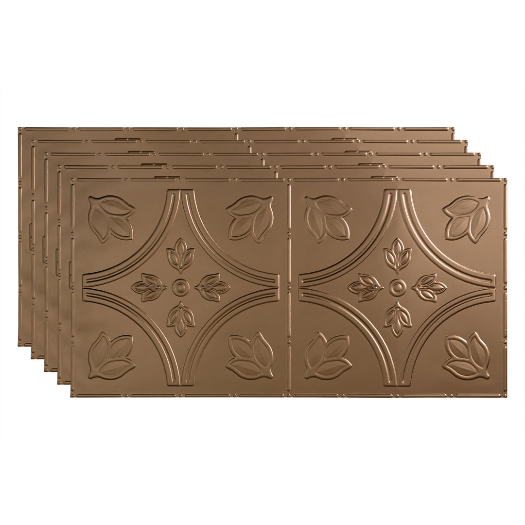 24.375'' L x 48.375'' W Textured Vinyl Glue Up Ceiling Tile (Set of 5) Fasade 