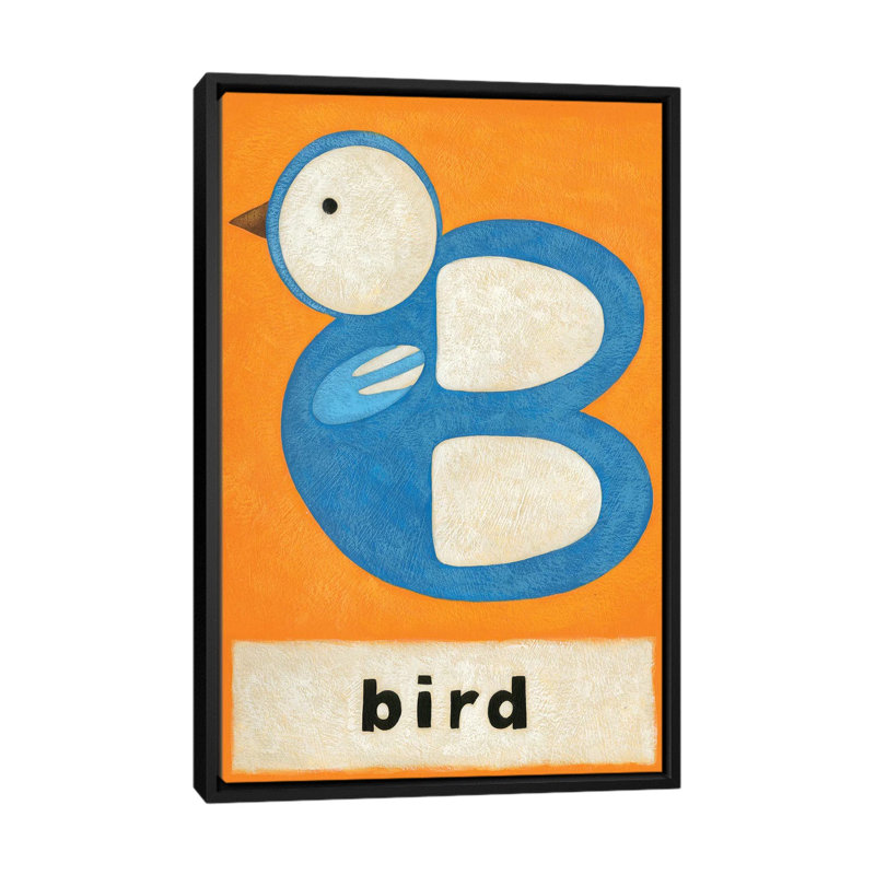«B is for Bird», impression sur toile tendue, H 26 po x l 18 po x P 1,5 po, Toile avec cadre noir, Pas de tapis