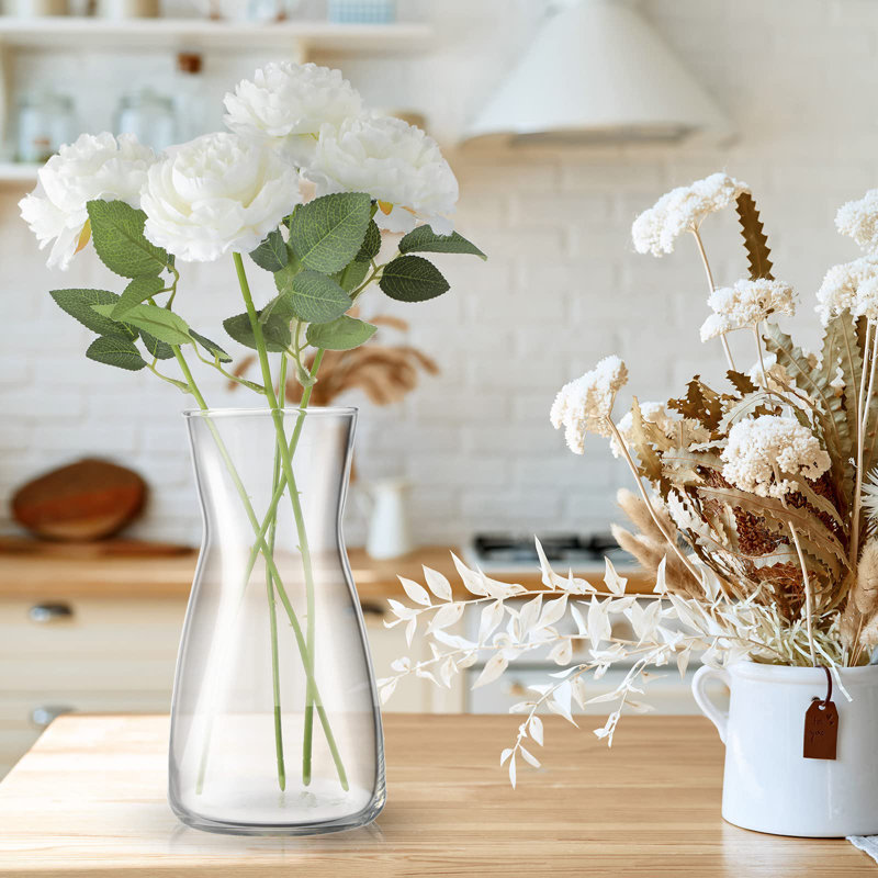 Set of 6 Clear Crystal Glass Flower Vases for Bouquets