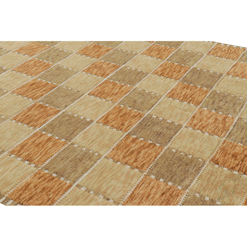 Scandinavian Hand Knotted Wool Geometric Area Rug, Rectangle 5' x 7'