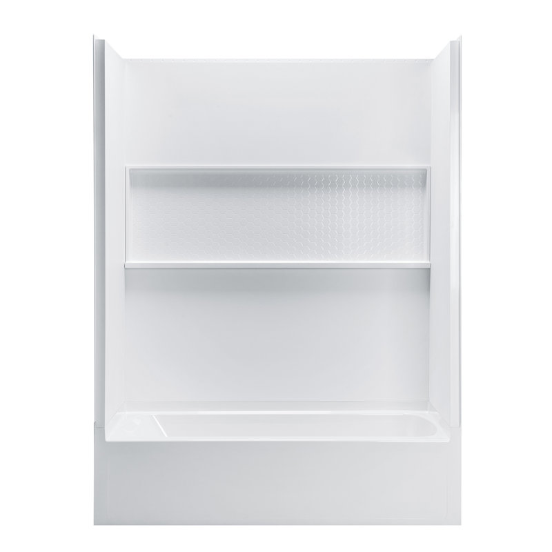 60” X 32” 4-piece Direct-to-stud Alcove Tub Surround, With Soaking Bathtub Combo In Carrara White, Left, Matte White