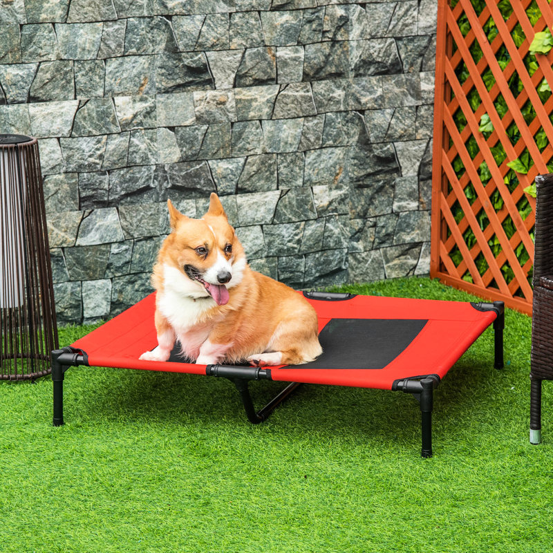 Lit pour chien surélevé avec ventilation en maille - Rouge