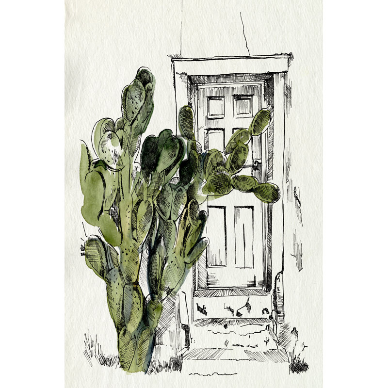 «Cactus Door I» par Jennifer Paxton Parker - impression sur toile tendue, H 12 po x l 8 po
