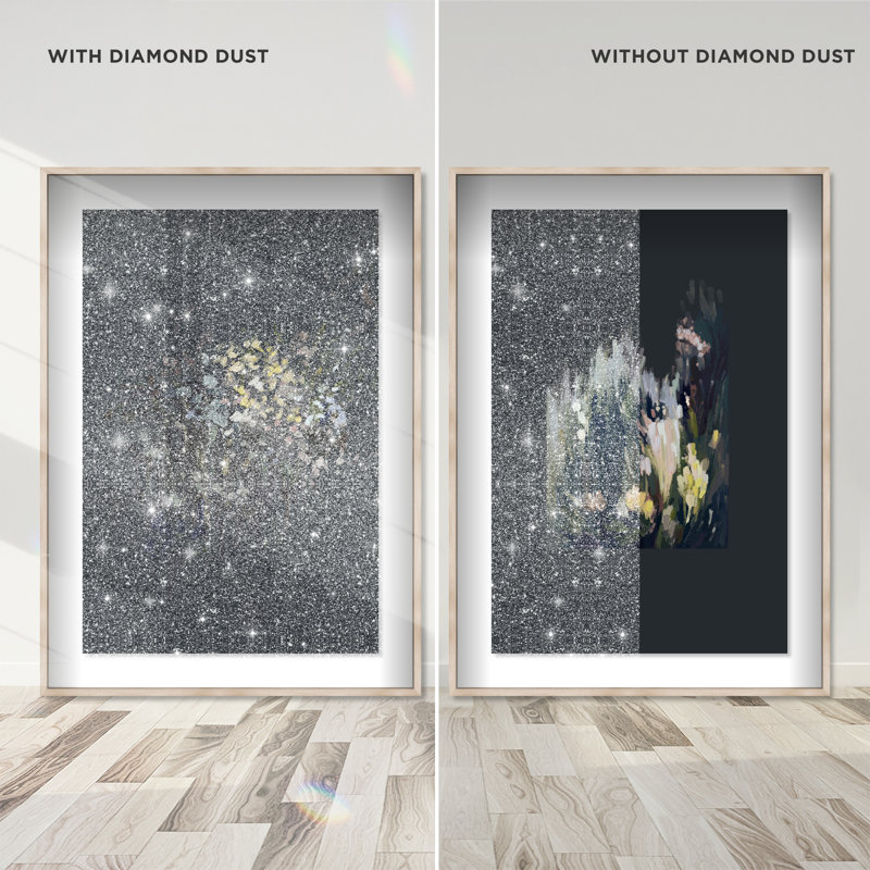 Midnight Flora Set Shadowbox Floral & Botanical Print by Oliver Gal, Black Frame, 10 x 15, 21"H x 31"W, Natural Oak Shadowbox