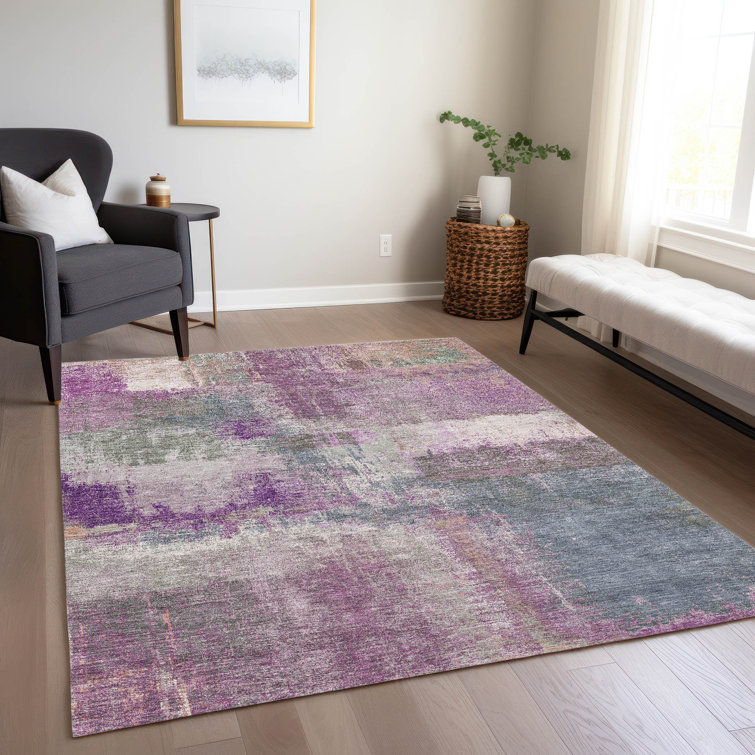 Machine Washable Indoor/Outdoor Christain ACN1357 Lavender Rug