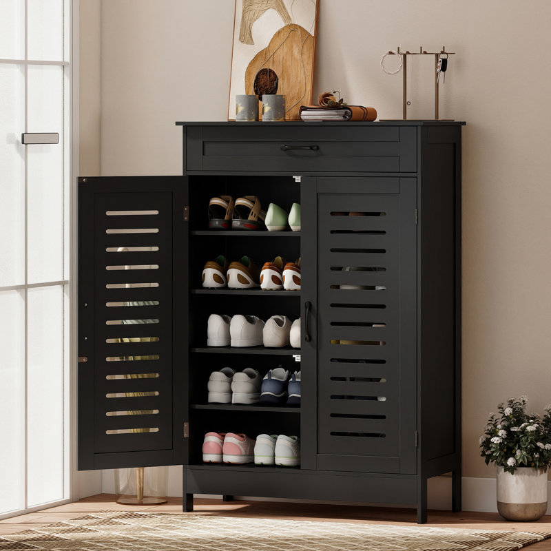 20 Pair Shoe Storage Cabinet, Black