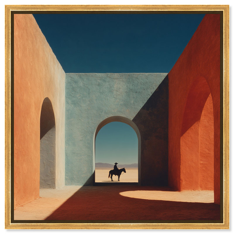 Cobalt Frontier Print by Oliver Gal, 17"H x 17"W, Gold Floater Frame