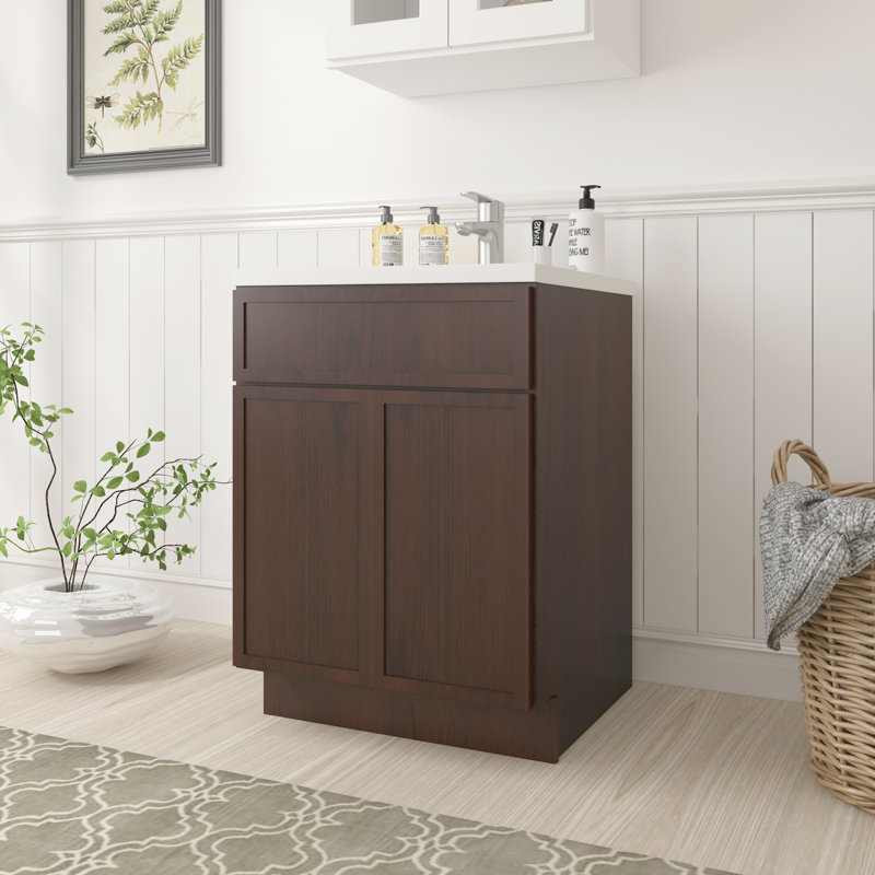 Base de meuble-lavabo simple 24 po seulement, Brun
