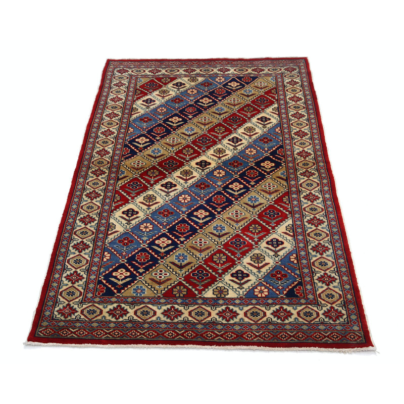 Tapis tribal coloré en laine noué à la main 3 x 5 pi pour chambre à coucher