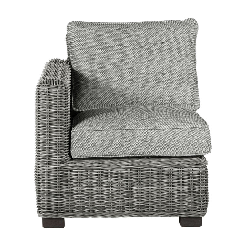 Rustic Woven Sectional Left - Slate Gray, Slate Gray, Rollo Silver InsideOut® Linen, Welt