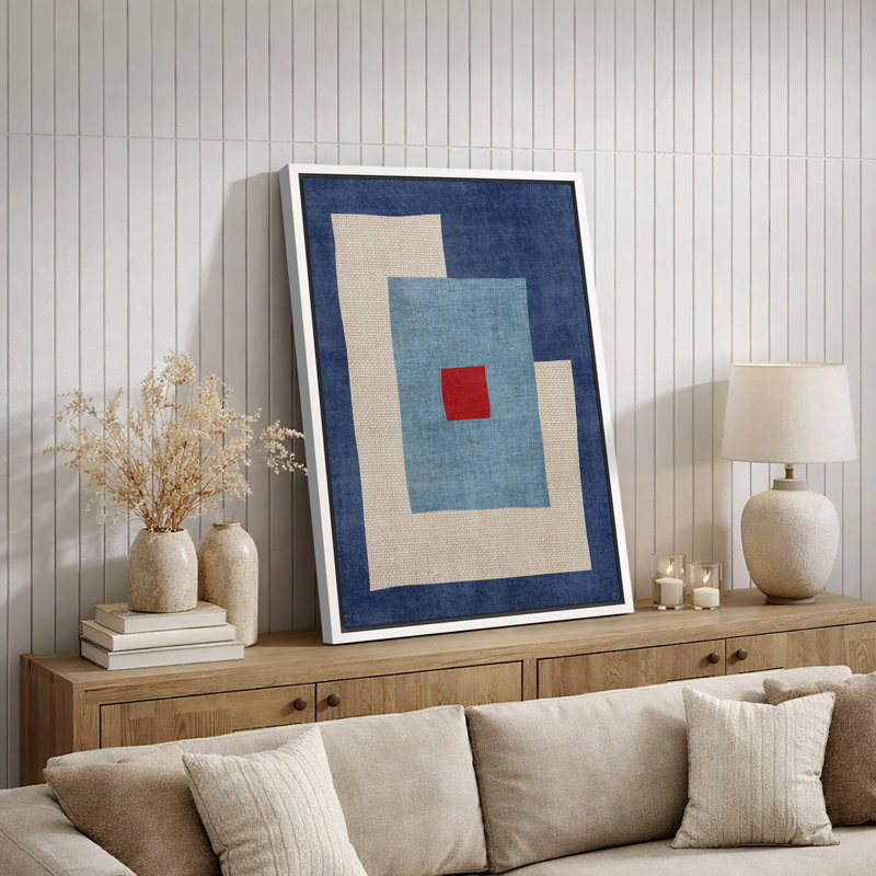 Abstract Abstract, H 24 po x l 16 po, Cadre flottant blanc