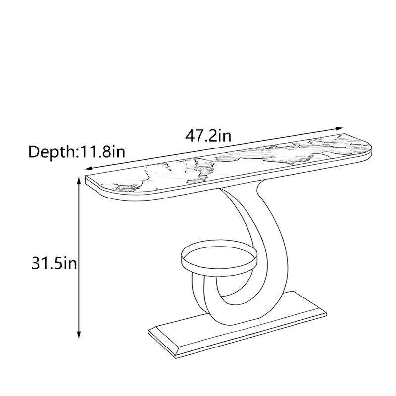 Console Luxury, 31.5" H x 47.2" W x 11.8" D, Doré