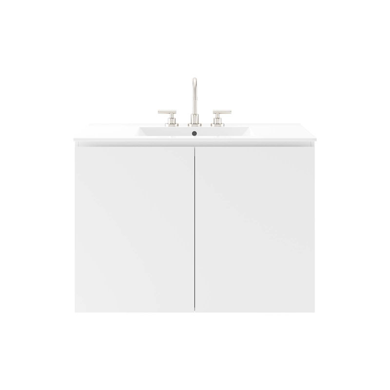 Bryn 36" White Ceramic Wall-Mount Bathroom Vanity