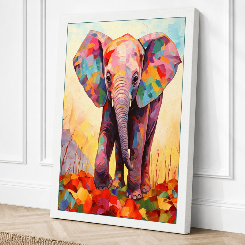 Jeweled Elephant At Sunset Boho - Print, 24x16 - 61.0 x 40.6 cm, White Border