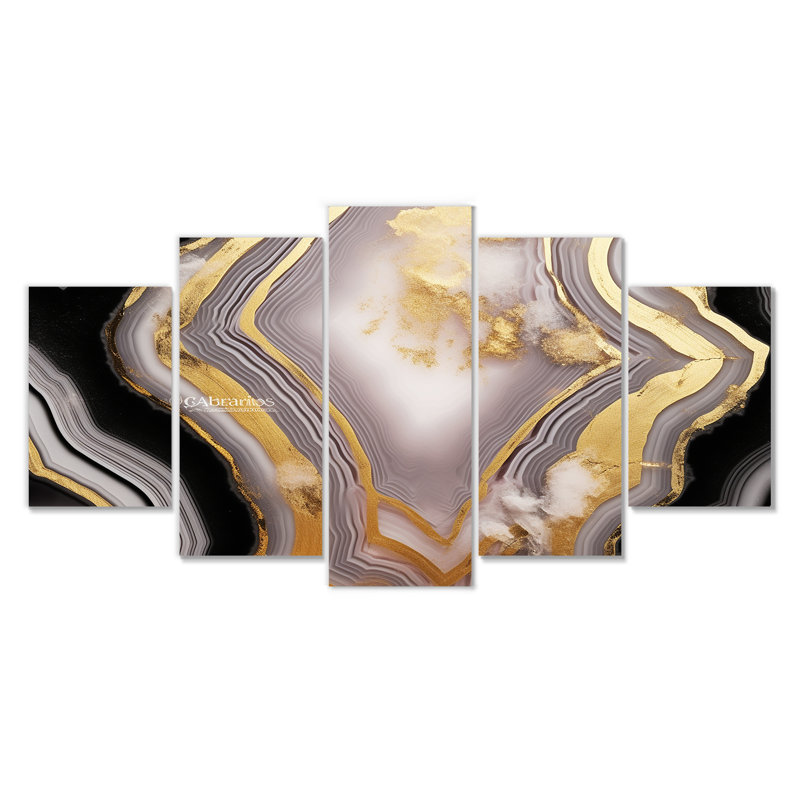 Marshburn - Marbre, décoration murale 5 pièces, H 32 po x l 60 po