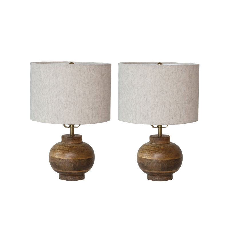 Mango Wood Elegance Table Lamp Set