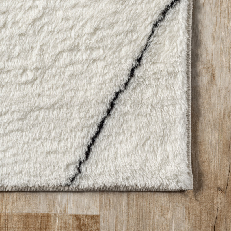 Ivory Trellis Washable Shag Area Rug 5' x 8'