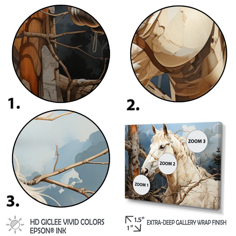 Beige Horse Spirit Of Equus - Animals Canvas Art Print, H 16 po x l 32 po x P 1 po, Toile tendue