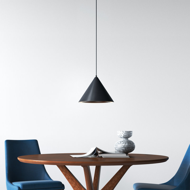 Johnston 1-Light Dimmable Integrated LED Single Pendant, Black, 9.5" H x 12.5" W x 12.5" D
