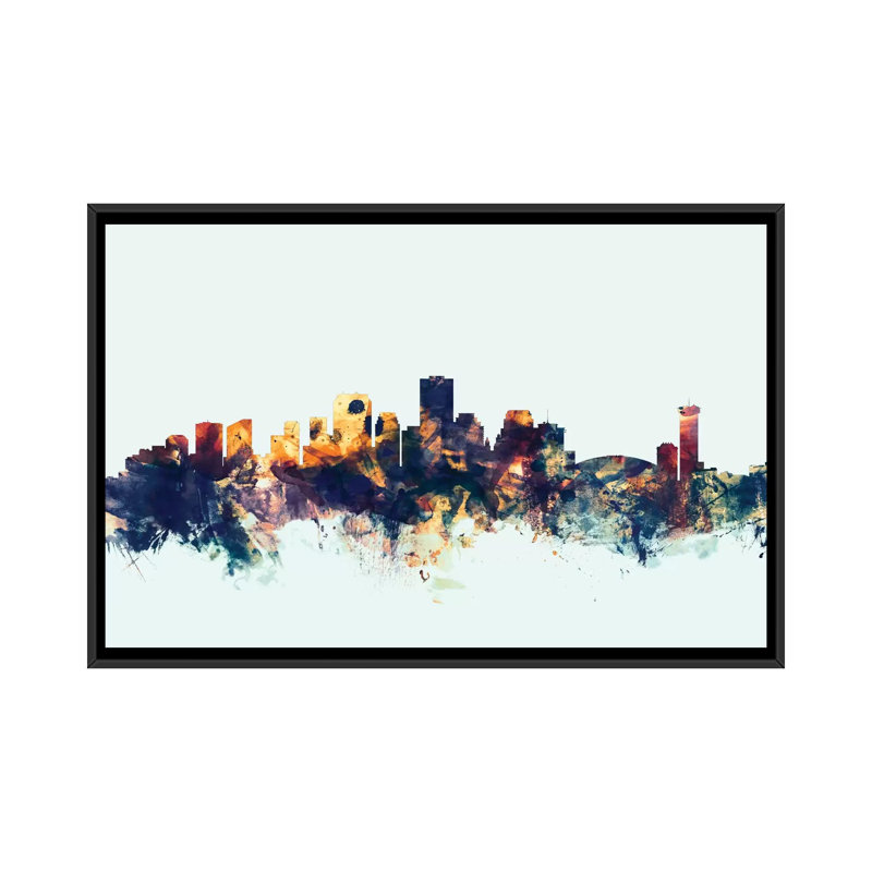 «Skyline Series: New Orleans, Louisiana», impression sur toile, H 18 po x l 26 po x P 1,5 po, Toile avec cadre noir