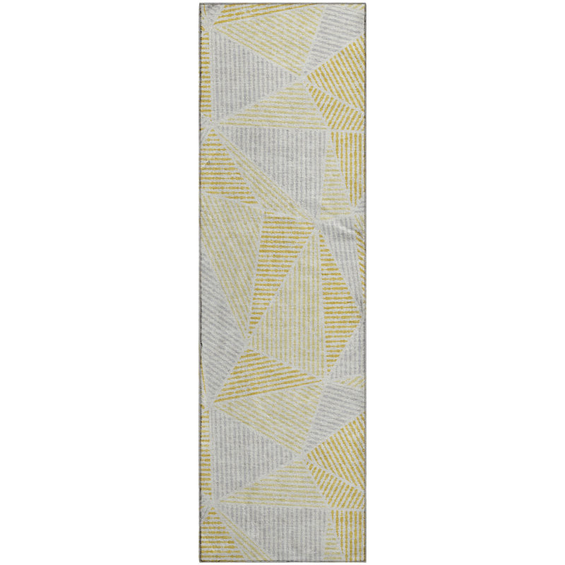 Tapis doré de qualité supérieure lavable à la machine Cerrito, Tapis de couloir 2 pi 3 po x 7 pi 6 po