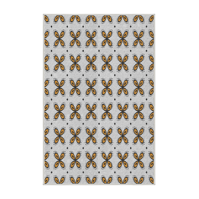 Tapis brun/gris à motifs Faynett, Rectangle 5 pi x 7 pi