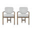 Ensemble de 2 chaises de salle à manger avec accoudoirs rembourrés, sièges d'appoint en bois d'hévéa et tissu blanc, capacité de poids de 300 lb-1547483221