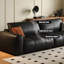 Canapé modulaire noir en cuir véritable-129680240