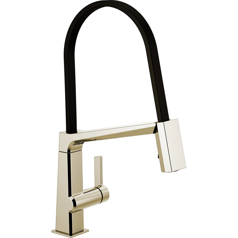 Pivotal Single Handle Exposed Hose Kitchen Faucet, Polished Nickel