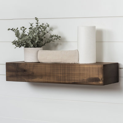 Decorative Wooden Wall Shelf, 100% Solid Wood, 5.1 x 23.6 x 4.3 inches | Rustic Brown Finish, Wall-Mountable Design | Perfect for Home Decor, Organizing & Displaying Books, Plants, and Accessories