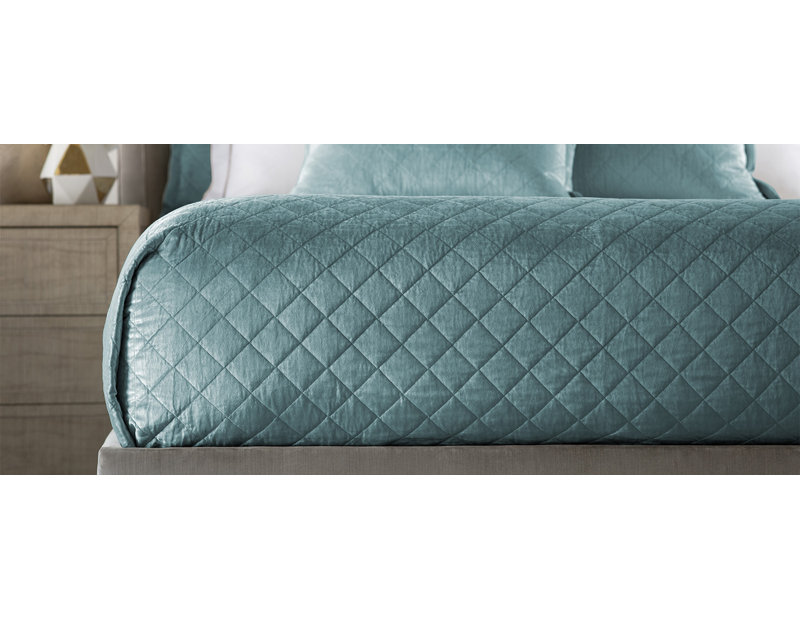 Chloe Modern & Contemporary Velvet Coverlet, King , Sea Foam