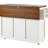 Kitchen Island With Power Outlet And Drop Leaf, 53.7" Rolling Cart Sliding Barn Doors Spice Rack For Home Dining Room, White Wheels Supply, 2 3 Drawers-1874495321