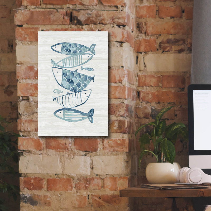 «Driftwood Blue Fish 2» par Mercedes Lopez, art mural sur toile Charro, H 18 po x l 12 po x P 0,75 po