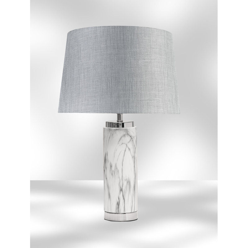 Alisander MARBLE EFFECT 56cm Table Lamp, Silver, Grey