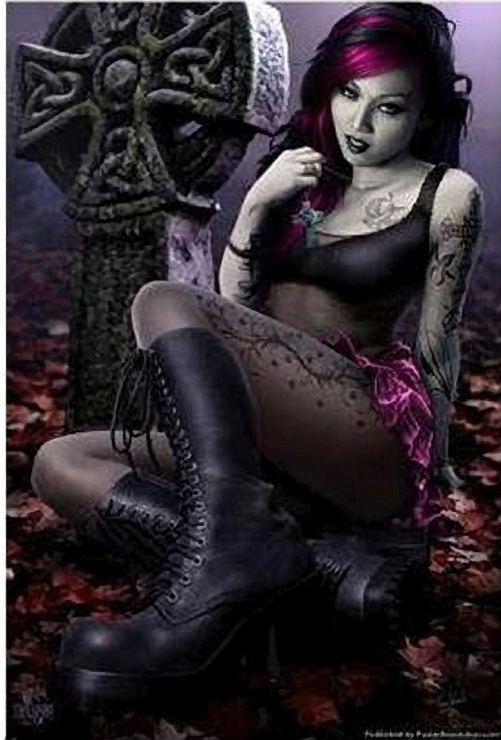 House of Hampton® Sexy Goth Girl Cleo in Cemetery Gothic - Graphic Art  Print on Paper | Wayfair