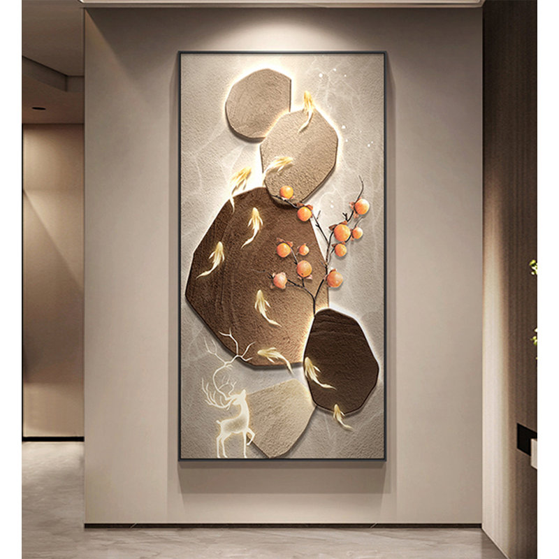 Nouvelle peinture murale en porcelaine de cristal de style chinois, H 47,24 po x l 23,62 po x P 1,38 po