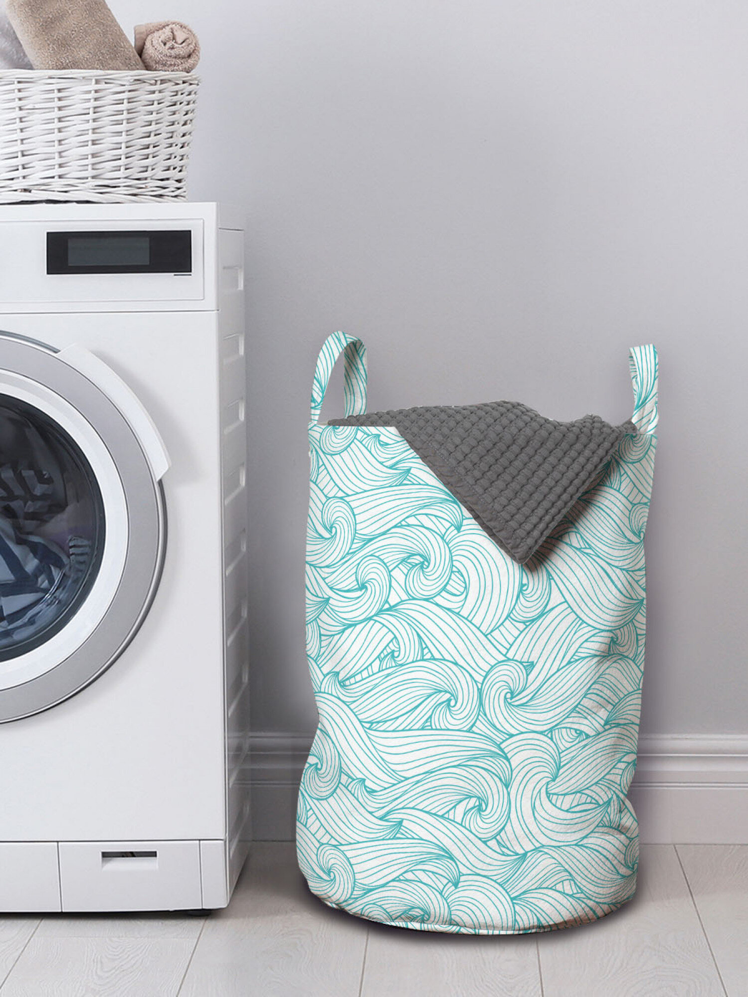 Blue and deals white laundry basket