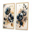 «Fleurs de pavot bleu marine et or II», 2 pièces sur toile-98274268-98274271