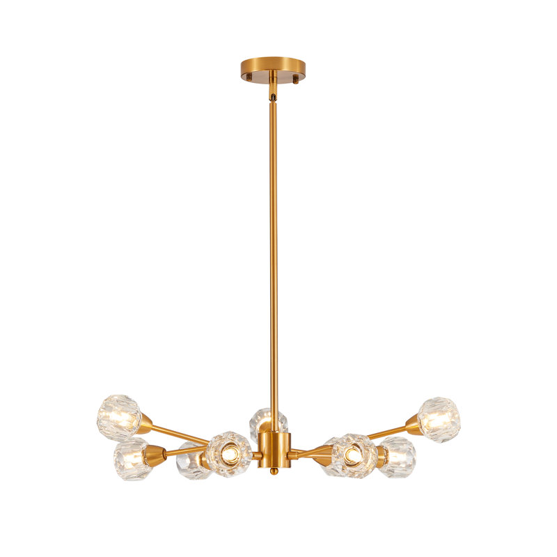 Danny 9-Light Clear Crystal Chandelier with Adjustable Height (Bulb Not Included), Gold