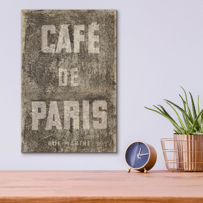 Art mural en verre acrylique Epic Art «Cafe De Paris» par Wild Apple, 12 po x 16 po