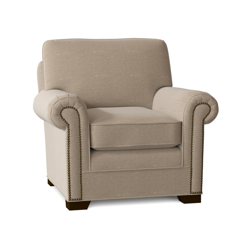 Fauteuil de 41 po de large Adrena, Non, Forzando 23 rayé brun, Laiton clair
