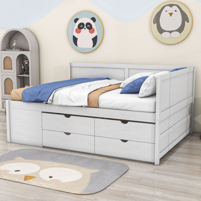 Kouta Wood Daybed with Drawers and Shelves