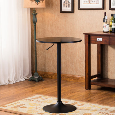 Table de bar réglable en métal noir, plateau rond de 24 po de diamètre, pour les espaces de vie modernes, table de patio, cadre, utilisation à l'extérieur