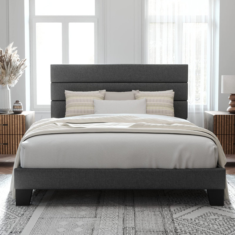 Breeauna 43.3" Steel Bed Frame, Dark Gray