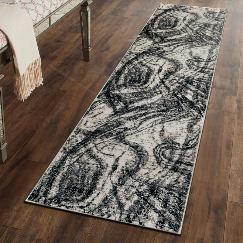 Distressed Abstract Area Rug, Runner 2'2" x 8'