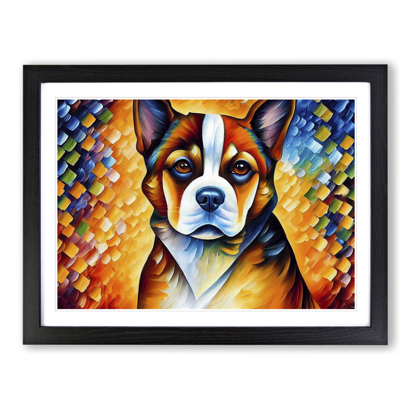 Dog Vol.1 Abstract - Single Picture Frame Painting, 25cm H x 34cm W x 2cm D, Black