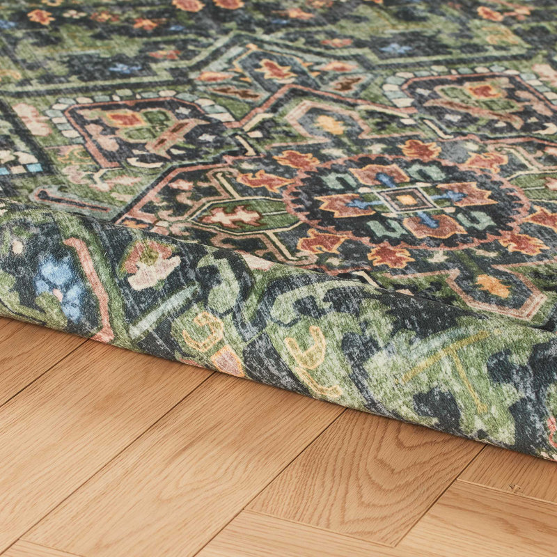 Tapis bohémien à tapis rétro antidérapant marocain, Rectangulaire 8 pi x 10 pi