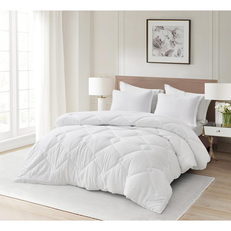 Logan Microfiber Comforter Set, Twin Extra Long Comforter + 1 Standard Sham, White