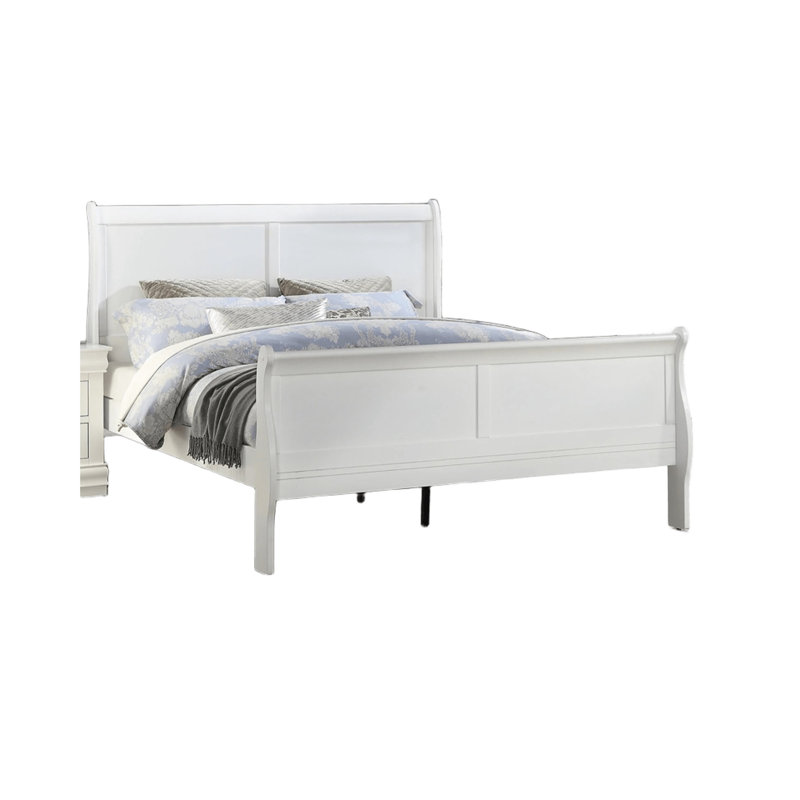 Meuble de lit simple noir avec lit simple Louis Phillipe, Grand lit, Blanc