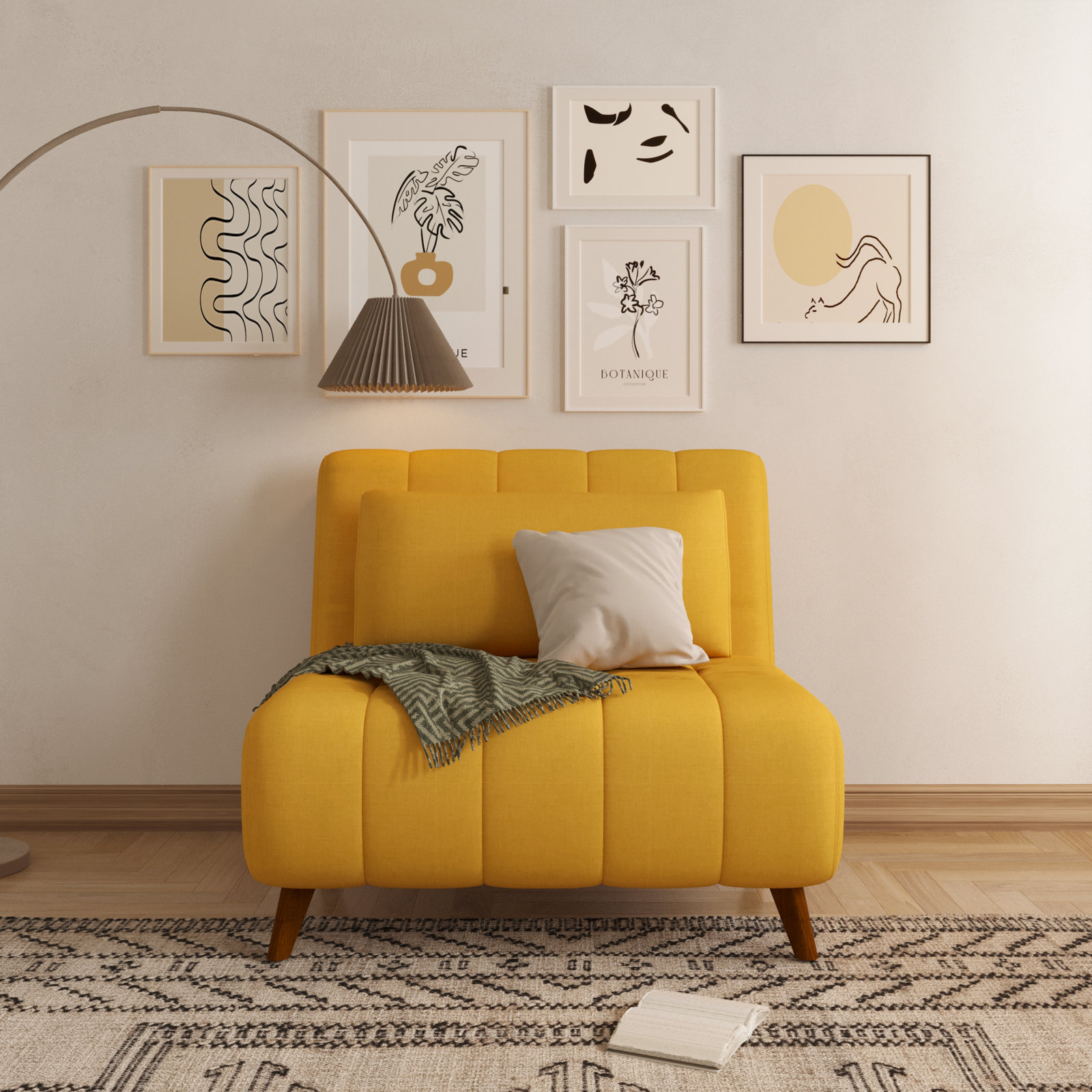 Elledge 40.55" Armless Sleeper, Mustard
